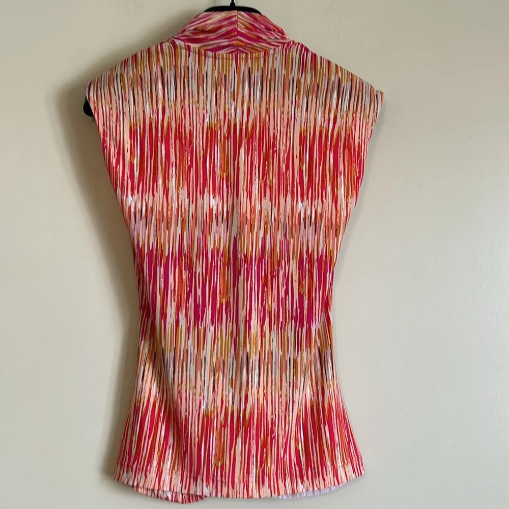 Vince Camuto Womens S Sleeveless Blouse Shirt V Neck Draped Front Surplice Top - Picture 6 of 8